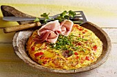 Catalan tortilla with peppers and Serrano ham