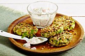 Savoy cabbage fritters with hazelnuts and a yoghurt dip (Poland)