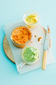 Homemade spiced butter and herb butter