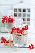 Chia pudding with redcurrants and whitecurrants
