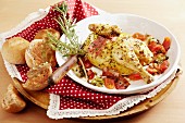Pollo alla Romana (herb chicken with bacon and tomatoes, Italy)
