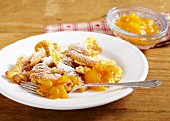Kaiserschmarren (shredded sugared pancake from Austria) with apricot compote