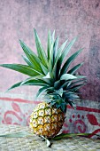 A fresh pineapple against a wall