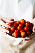 Tomatoes in an enamel dish