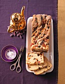 Stollen twist bread, sliced