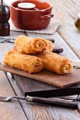 Breaded pancake rolls with a meat filling