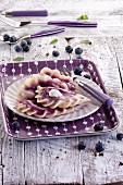 Sweet ravioli with blueberries