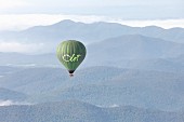 A hot air balloon above the Garrotxa volcanoes, Catalonia, Spain