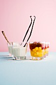Vanilla yoghurt Bavarian cream with Thai mango and raspberry compote