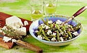Greek bean salad with feta cheese and thyme