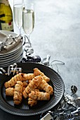 Puff pastry rolls with prawns for New Year's Eve