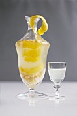 Homemade ginger liqueur with lemon