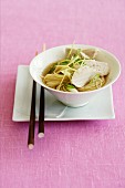 Ginger broth with soba noodles and chicken (Japan)