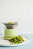 Homemade soya milk with green soya beans (Edamame)