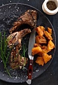Grilled lamb chops with sweet potatoes