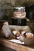 Christmas in a wine cellar: wholemeal bread topped with pickled herring