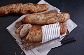 Homemade leek baguettes with walnuts