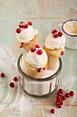 Redcurrant cupcakes baked in ice cones