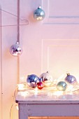Colourful glittery Christmas baubles