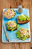 Wholemeal bread with tuna and sweetcorn paste