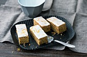 Swiss carrot cake slices with walnuts