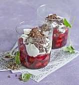 Chilli and cherry compote with chocolate and vanilla cream
