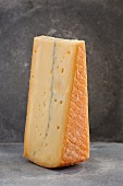 A slice of French Morbier cheese