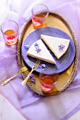 Cheesecake with borage flowers