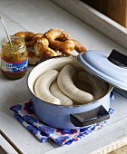 Homemade Bavarian white sausages