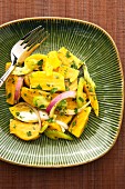 Golden beet salad with onions and celery