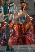 Chicken in a shop window at a market