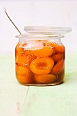 Ginger apricots baked in a jar
