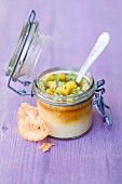 Parmesan and pepper flannel with Creole avocado salsa in a jar