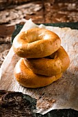 A stack of bagels