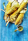 Barbecued sweetcorn cobs with herb butter