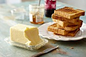 Wholemeal toast with butter and jam