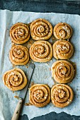 Cinnamon buns with pearl sugar