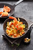 Prawns on a winter vegetable and coconut ragout