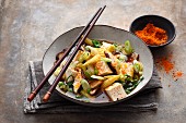 Sumo stew from Japan with tofu and shiitake mushrooms