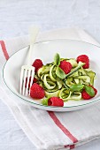 Courgettes with raspberries and pesto