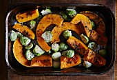 Roasted pumpkin and Brussels sprouts