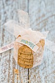 Homemade vegan oat biscuits as a gift