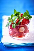 Strawberries with fresh peppermint