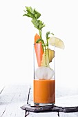 A celery, carrot, turnip and ginger smoothie