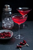Cranberry and gin cocktail with St Germain in a Martini glass