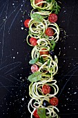 Spiral courgette salad with cherry tomatoes