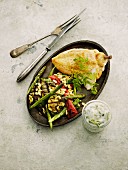 Chicken leg with grilled vegetables