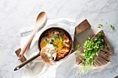 Shakshuka (poached eggs in tomato sauce, North Africa)