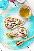 Pear tartlets with honey and basil