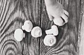 Mushrooms on a wooden table